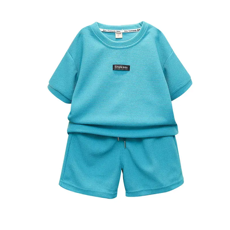 Boys Summer Suit Cream Cotton Shorts T-Shirt Two-Piece Set - Image 5