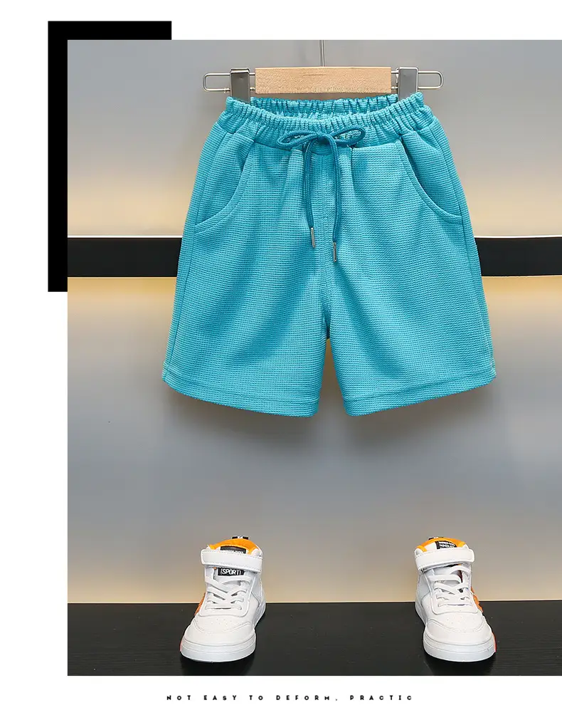 Boys Summer Suit Cream Cotton Shorts T-Shirt Two-Piece Set — feature 10