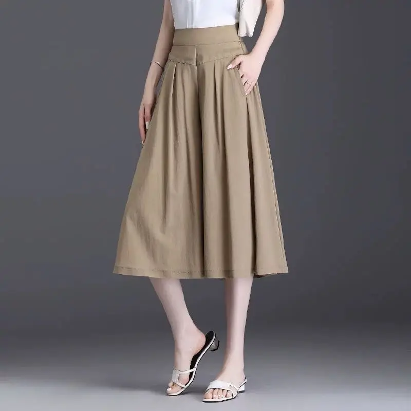 Women's Maroon Pleated Skirt High Waist Casual Summer 2024 - Image 2