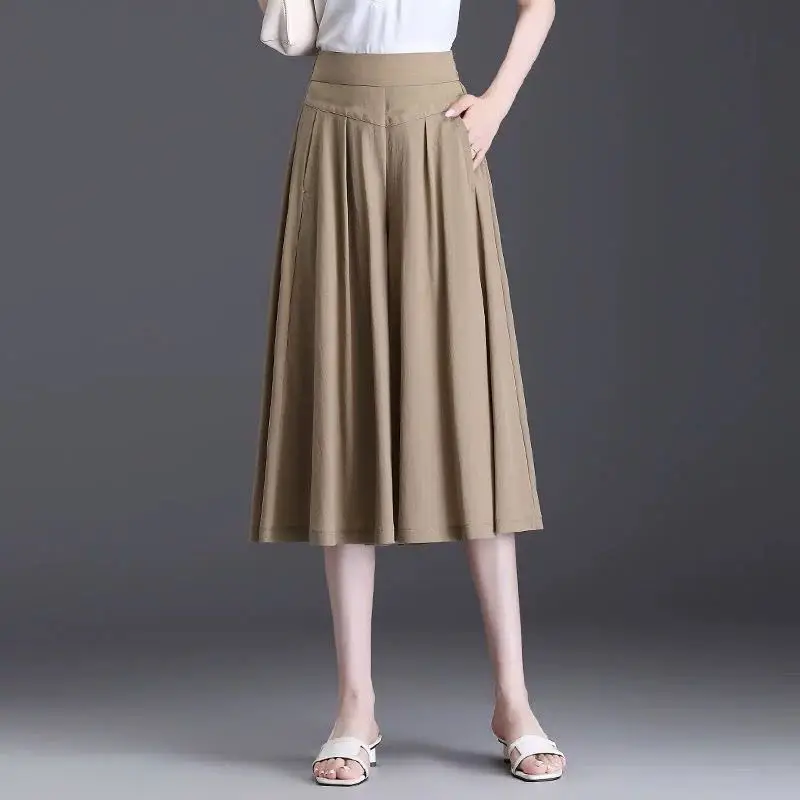 Women's Maroon Pleated Skirt High Waist Casual Summer 2024 - Image 4
