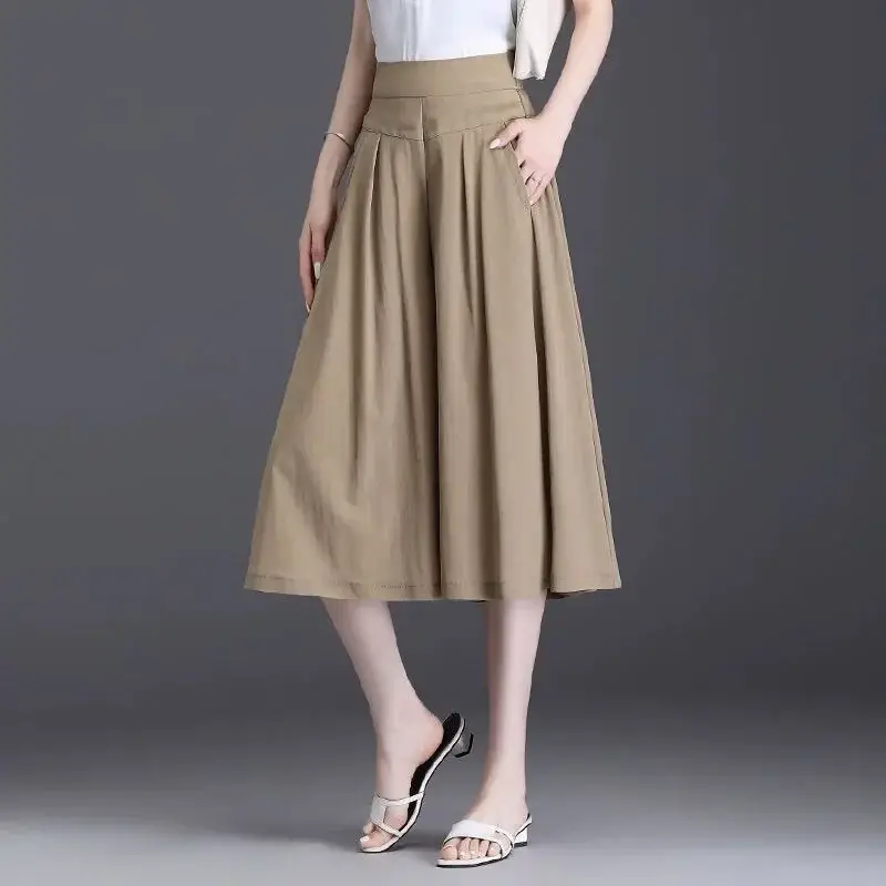 Women's Maroon Pleated Skirt High Waist Casual Summer 2024 — feature 11