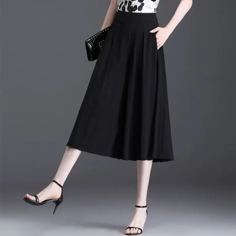 Women's Maroon Pleated Skirt High Waist Casual Summer 2024 — feature 12