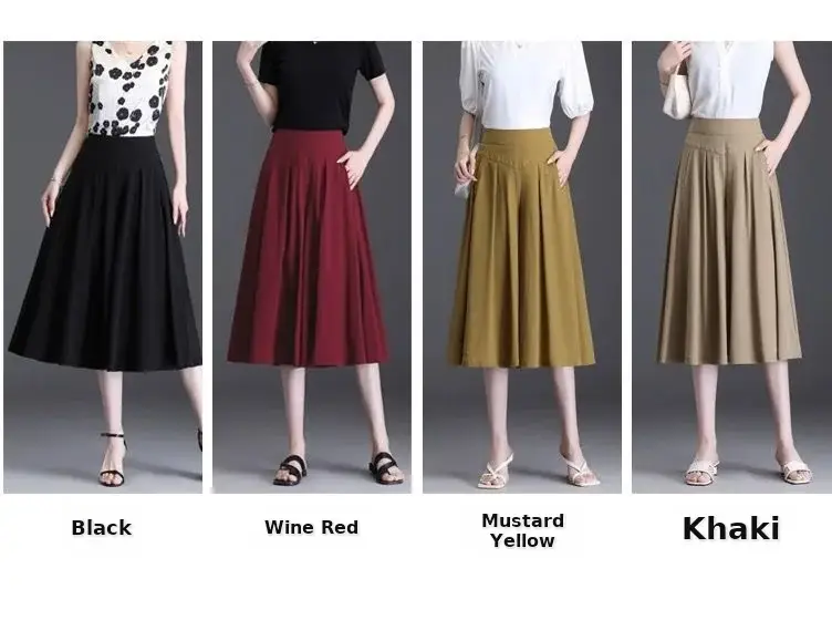 Women's Maroon Pleated Skirt High Waist Casual Summer 2024 — feature 5