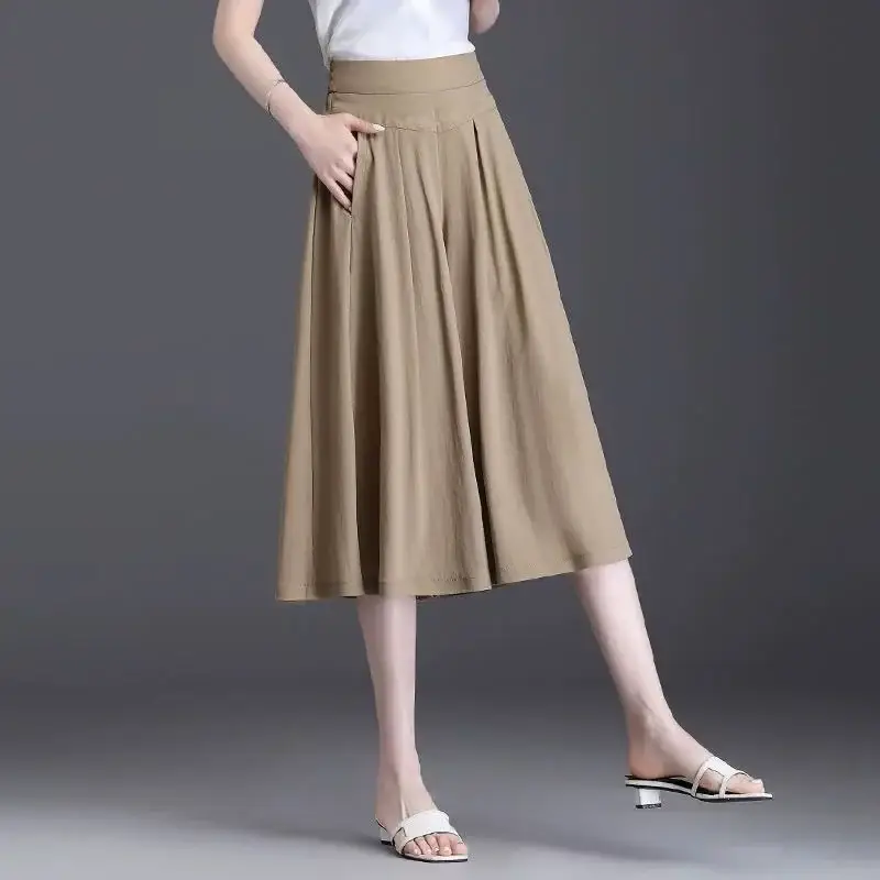 Women's Maroon Pleated Skirt High Waist Casual Summer 2024 — feature 9