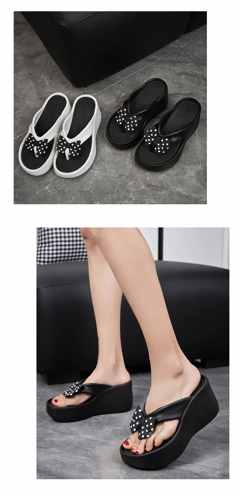 Summer Wedge-Heeled Slippers for Women, High-End Sandals, Thick-Soled Height-Increasing Shoes, High-Heeled Flip-Flops, Outdoor Wear Thong Sandals for Women — feature 16