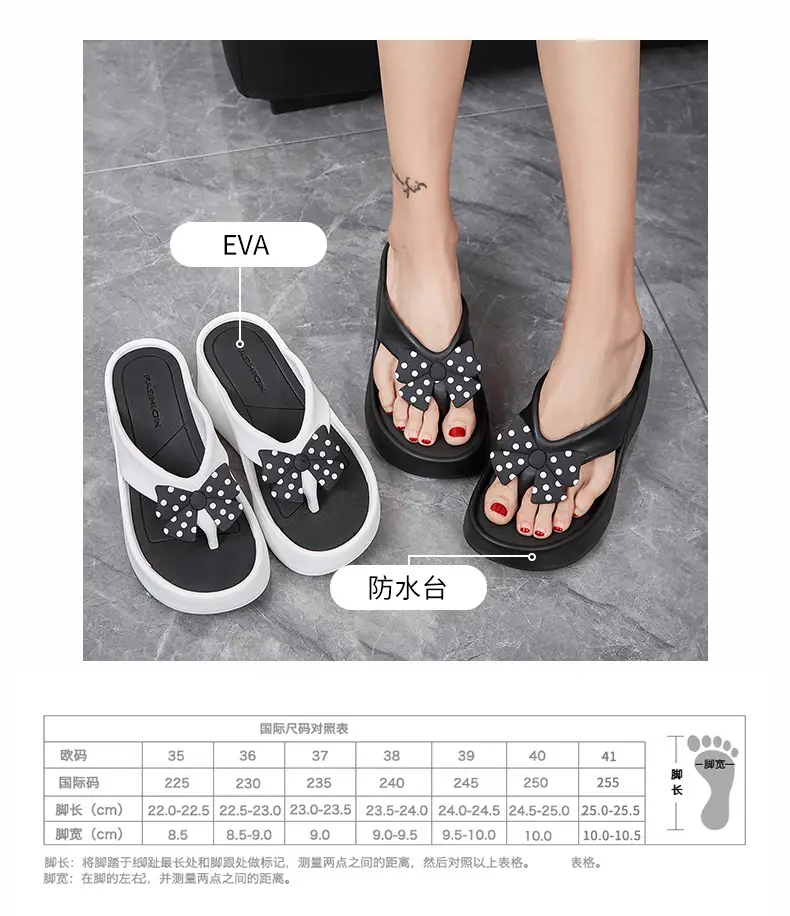 Summer Wedge-Heeled Slippers for Women, High-End Sandals, Thick-Soled Height-Increasing Shoes, High-Heeled Flip-Flops, Outdoor Wear Thong Sandals for Women — feature 3