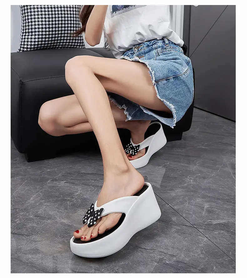 Summer Wedge-Heeled Slippers for Women, High-End Sandals, Thick-Soled Height-Increasing Shoes, High-Heeled Flip-Flops, Outdoor Wear Thong Sandals for Women — feature 9