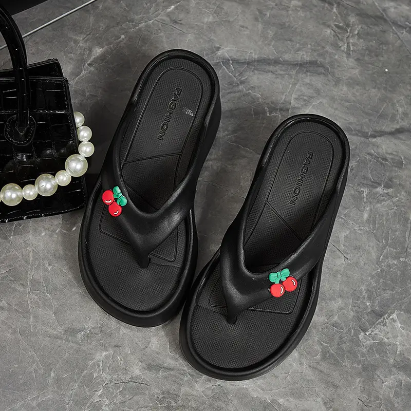 Summer Wedge-Heeled Slippers for Women, High-End Sandals, Thick-Soled Height-Increasing Shoes, High-Heeled Flip-Flops, Outdoor Wear Thong Sandals for Women - Image 10