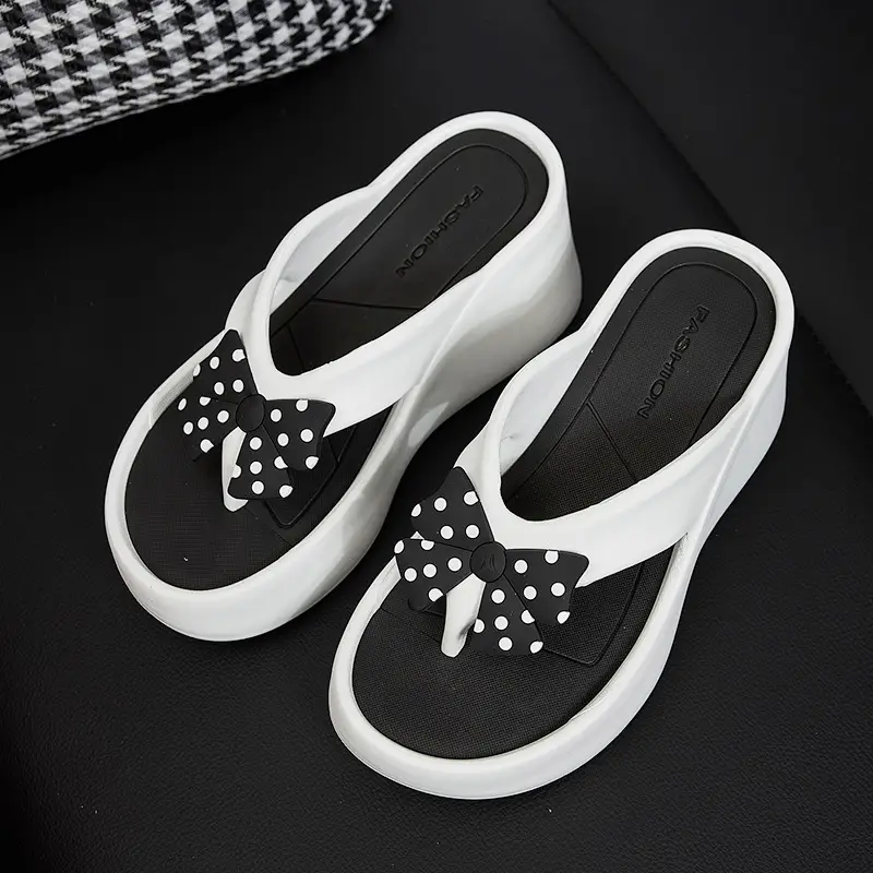 Summer Wedge-Heeled Slippers for Women, High-End Sandals, Thick-Soled Height-Increasing Shoes, High-Heeled Flip-Flops, Outdoor Wear Thong Sandals for Women - Image 3