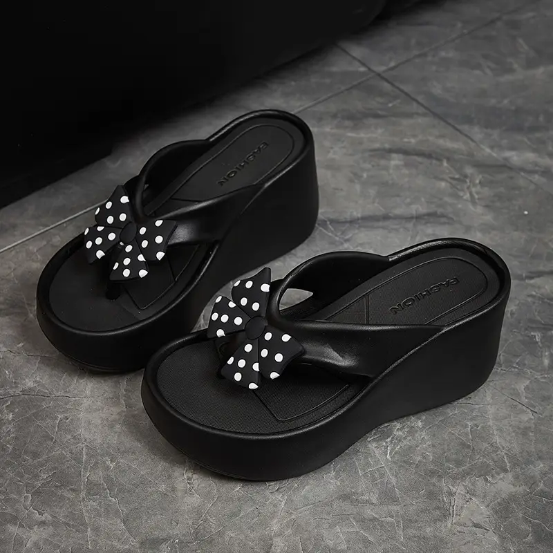 Summer Wedge-Heeled Slippers for Women, High-End Sandals, Thick-Soled Height-Increasing Shoes, High-Heeled Flip-Flops, Outdoor Wear Thong Sandals for Women - Image 4
