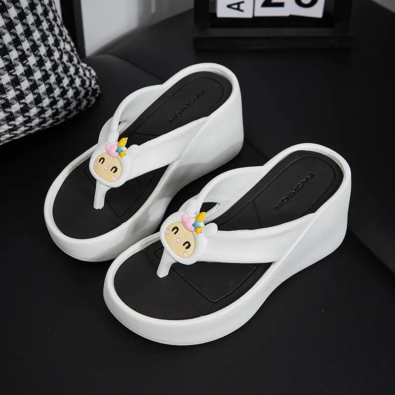 Summer Wedge-Heeled Slippers for Women, High-End Sandals, Thick-Soled Height-Increasing Shoes, High-Heeled Flip-Flops, Outdoor Wear Thong Sandals for Women - Image 5