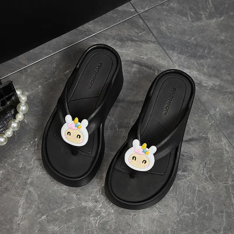 Summer Wedge-Heeled Slippers for Women, High-End Sandals, Thick-Soled Height-Increasing Shoes, High-Heeled Flip-Flops, Outdoor Wear Thong Sandals for Women - Image 6