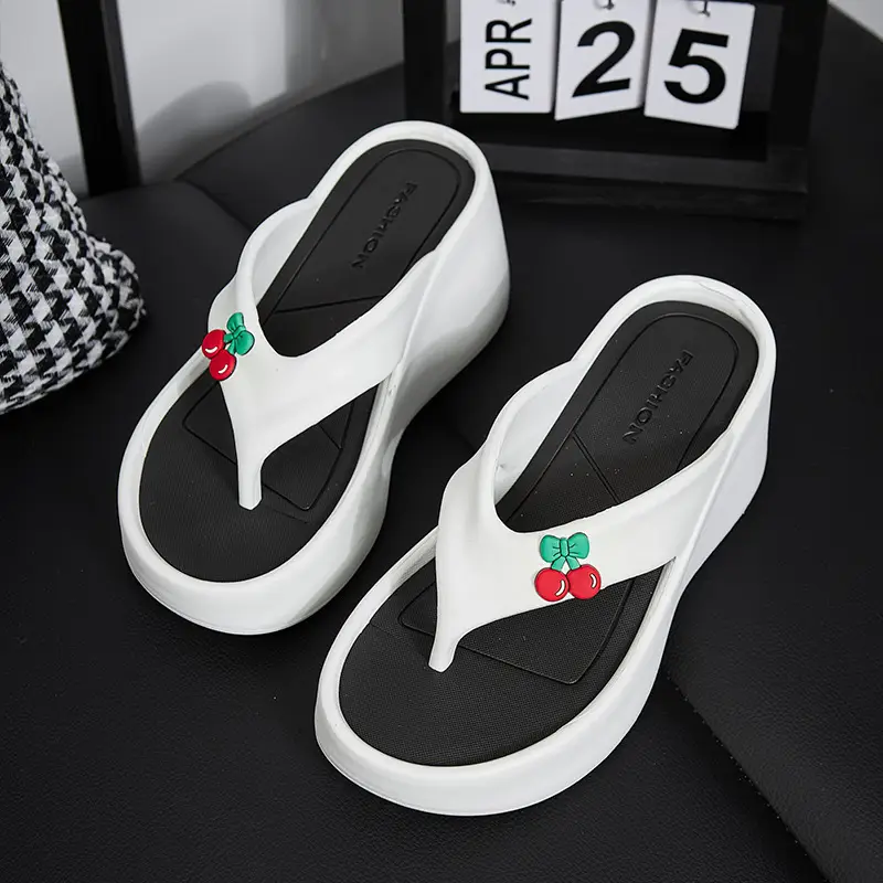 Summer Wedge-Heeled Slippers for Women, High-End Sandals, Thick-Soled Height-Increasing Shoes, High-Heeled Flip-Flops, Outdoor Wear Thong Sandals for Women - Image 9