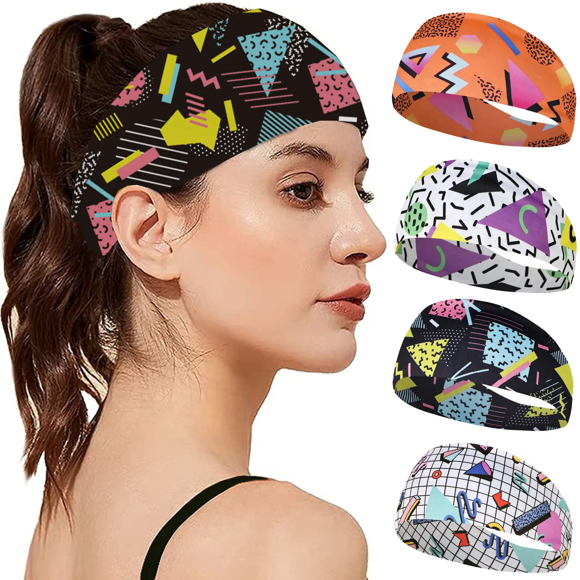 Retro Print Yoga Hair Band Orange Leopard Print - Image 17