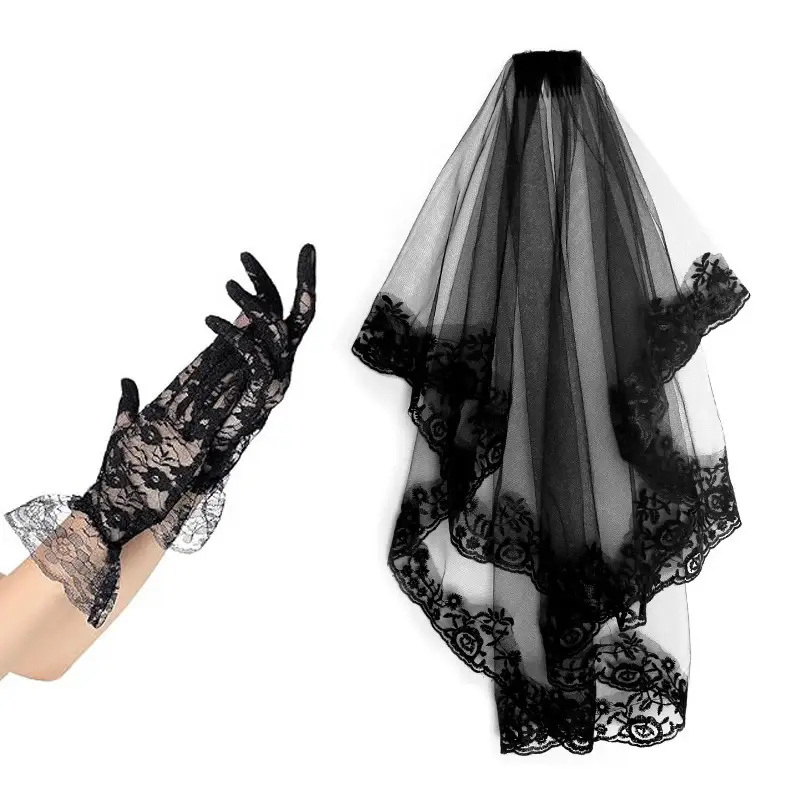 Black Lace Ghost Veil for Halloween & Cosplay Parties - Image 5