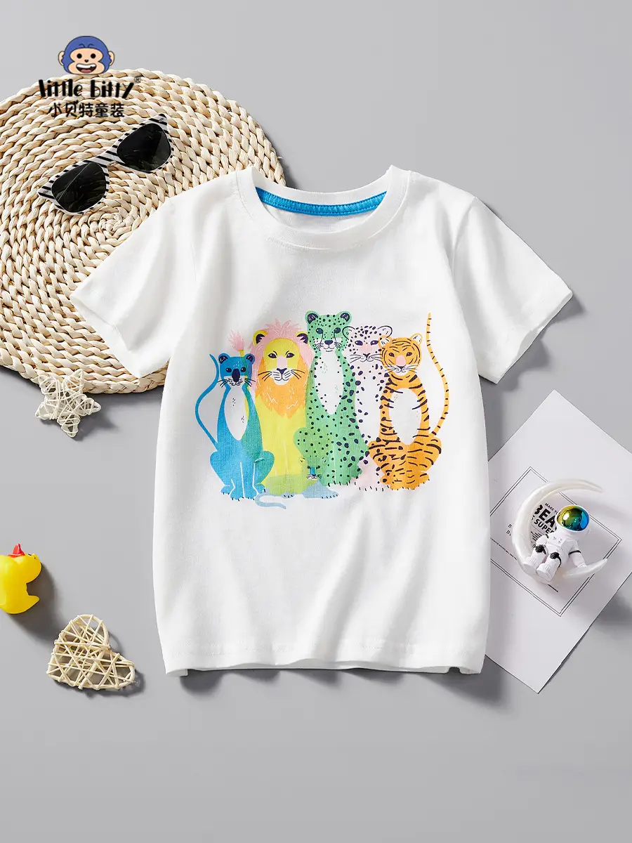 Kids Cartoon Print T-Shirt White 2025 Summer - Image 2