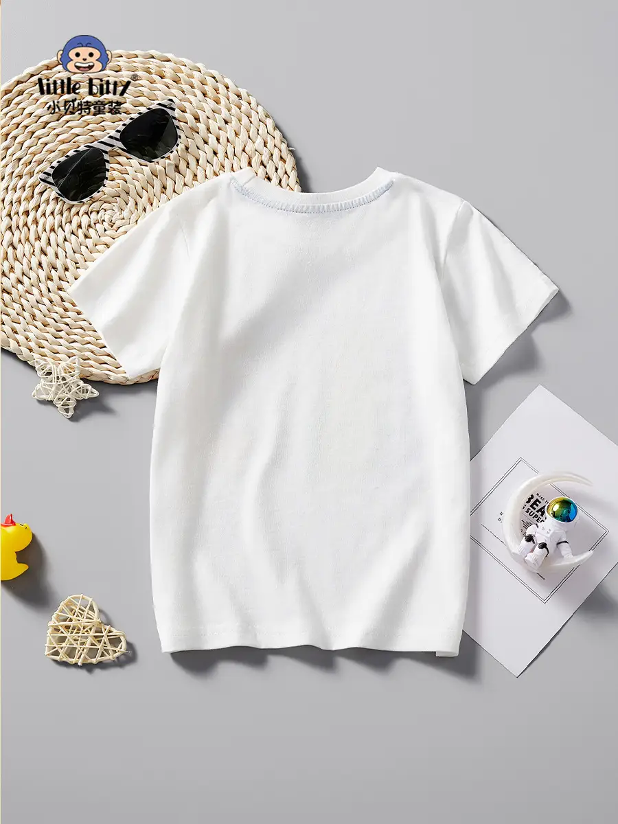 Kids Cartoon Print T-Shirt White 2025 Summer - Image 3