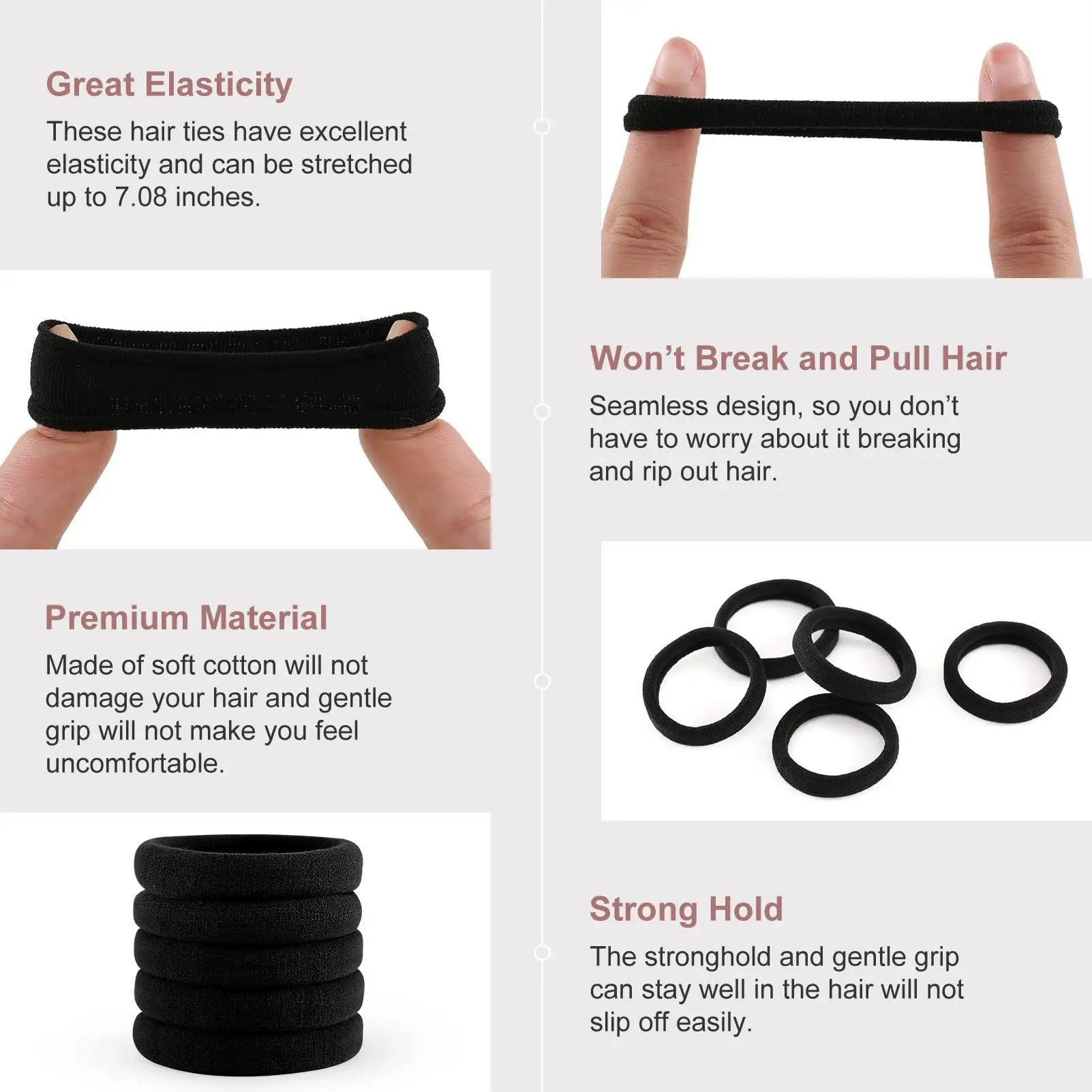 100 Pack Korean Style Hair Rings with High Elasticity — feature 13