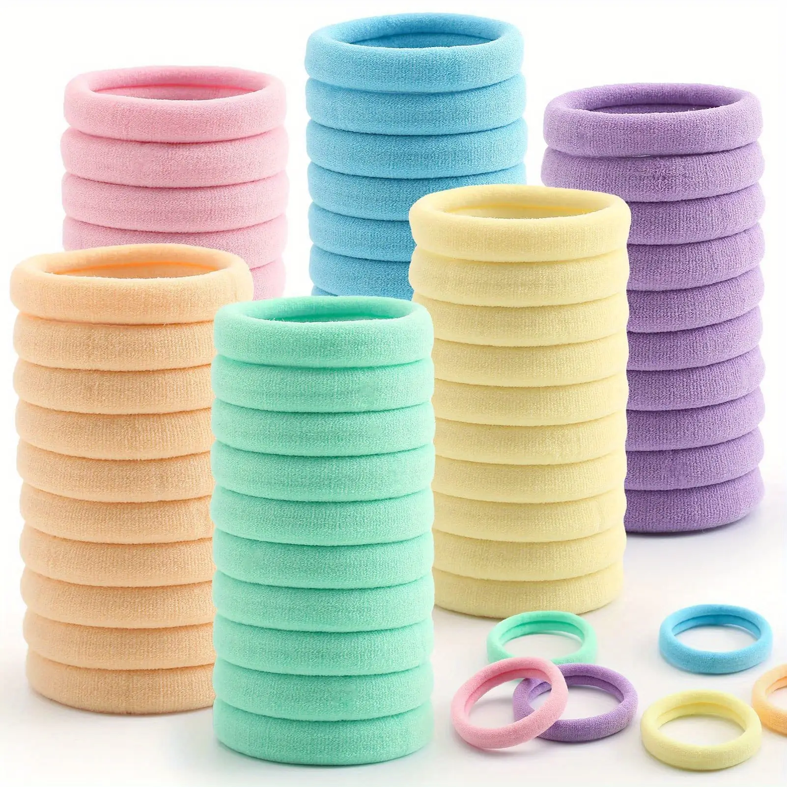 100 Pack Korean Style Hair Rings with High Elasticity — feature 2