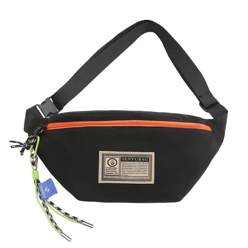 Men's Black Orange Sports Chest Bag with Adjustable Strap - Image 17