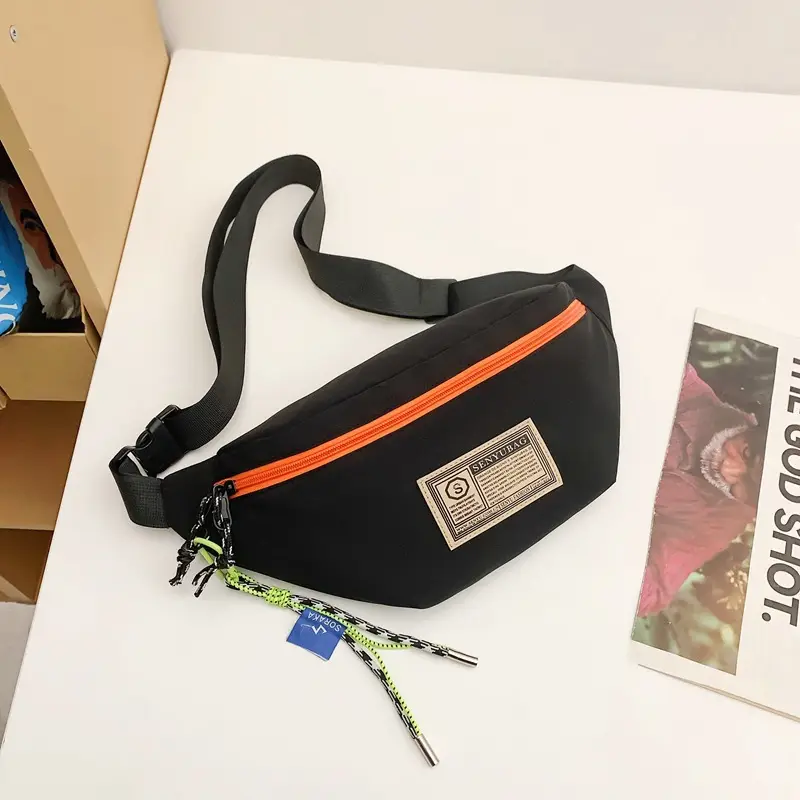 Men's Black Orange Sports Chest Bag with Adjustable Strap - Image 5