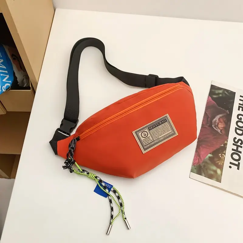Men's Black Orange Sports Chest Bag with Adjustable Strap - Image 7