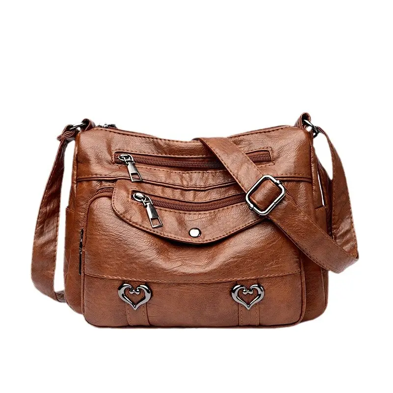 Women's Brown Crossbody Bag with 5 Pockets - Image 8