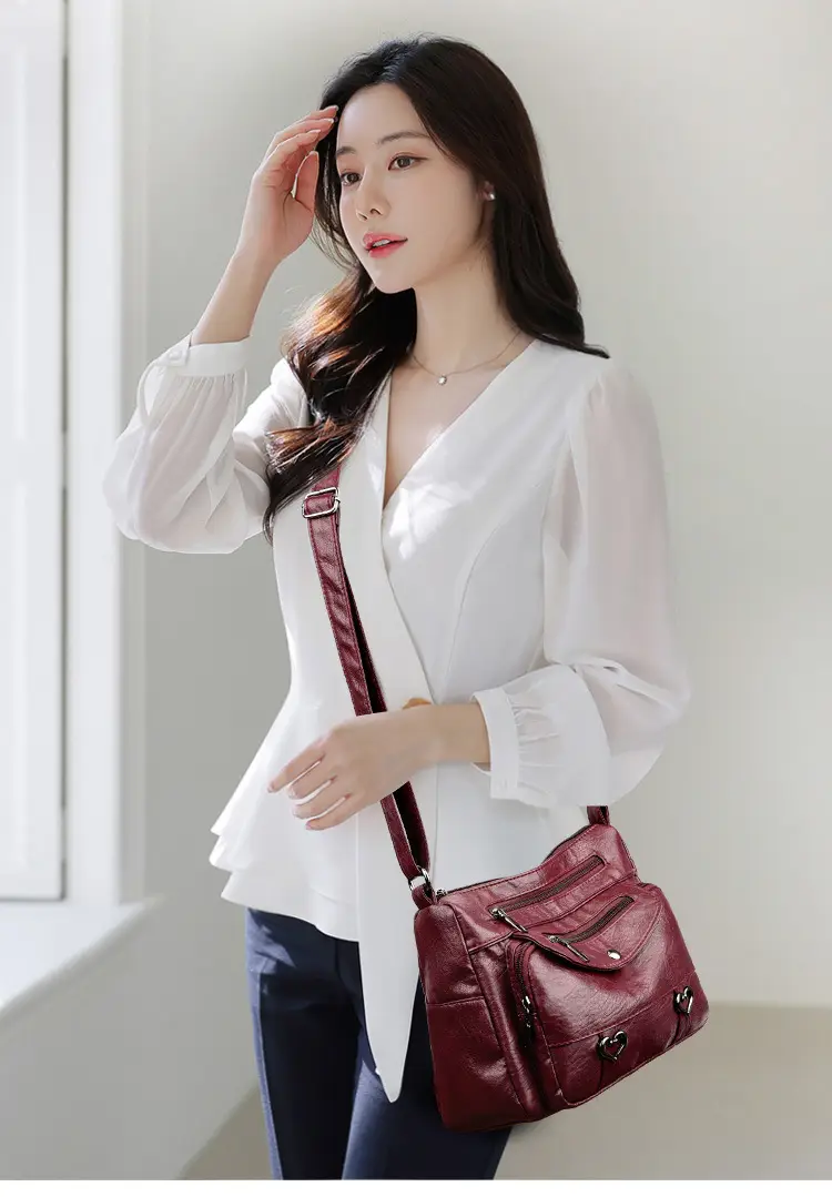 Women's Brown Crossbody Bag with 5 Pockets — feature 13