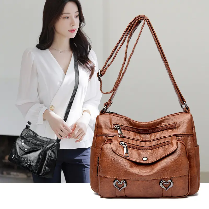Women's Brown Crossbody Bag with 5 Pockets — feature 2