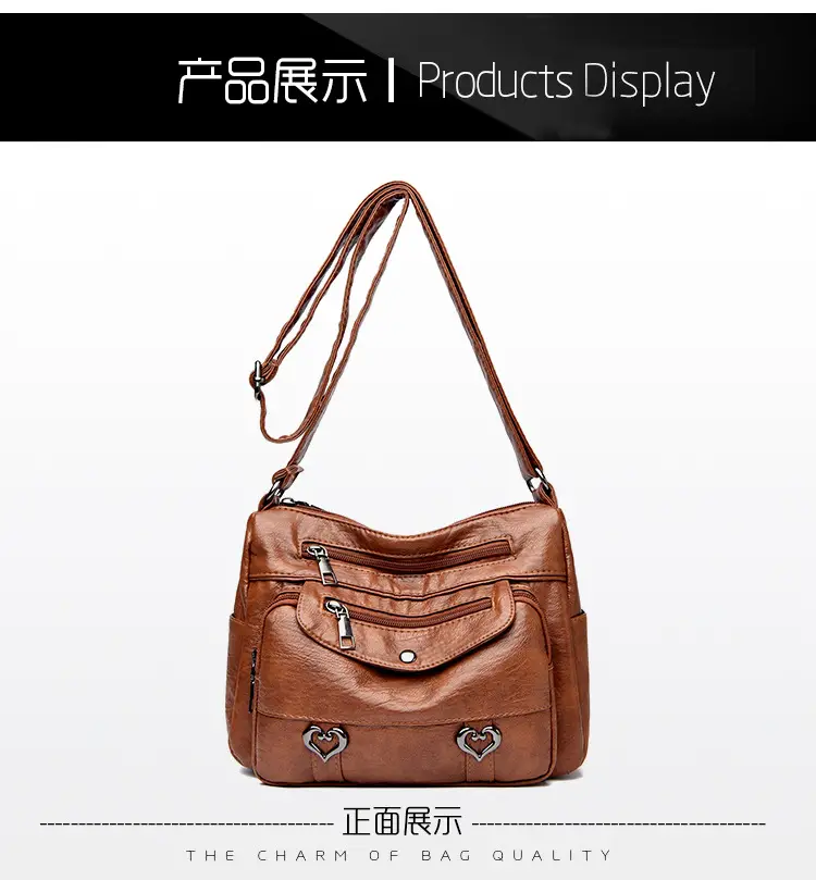 Women's Brown Crossbody Bag with 5 Pockets — feature 20