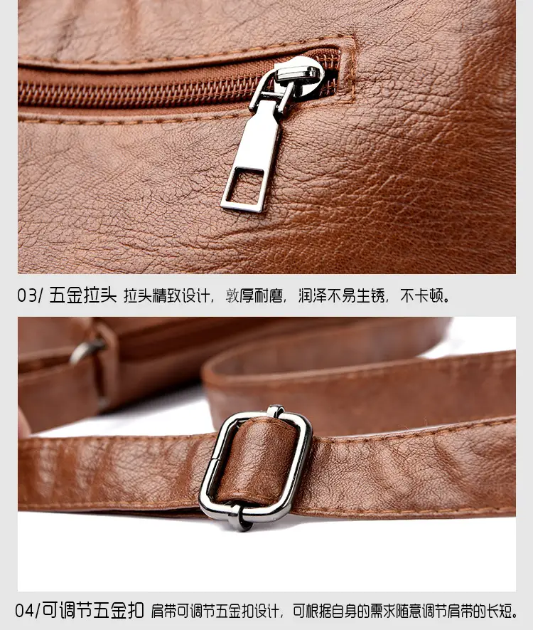 Women's Brown Crossbody Bag with 5 Pockets — feature 25