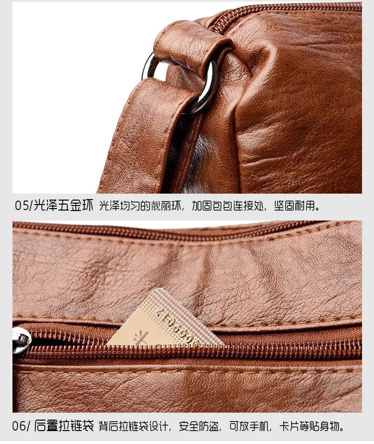 Women's Brown Crossbody Bag with 5 Pockets — feature 26