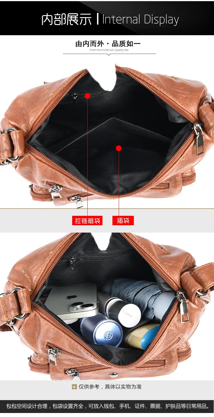 Women's Brown Crossbody Bag with 5 Pockets — feature 27