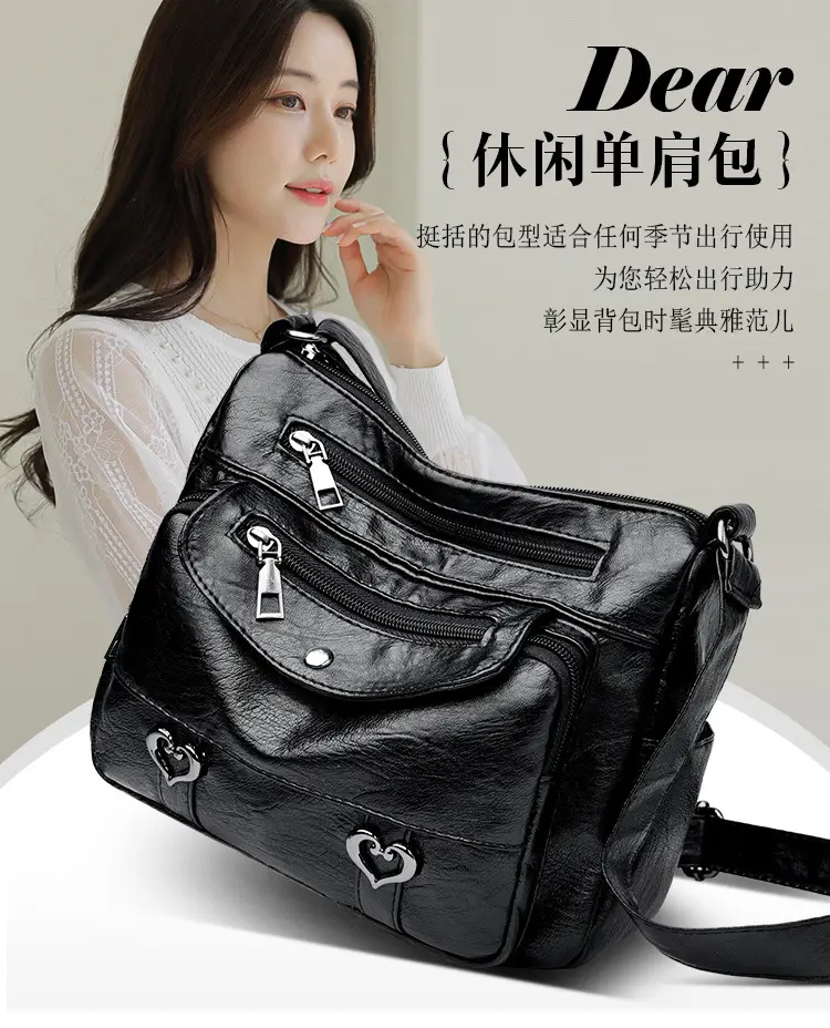 Women's Brown Crossbody Bag with 5 Pockets — feature 4