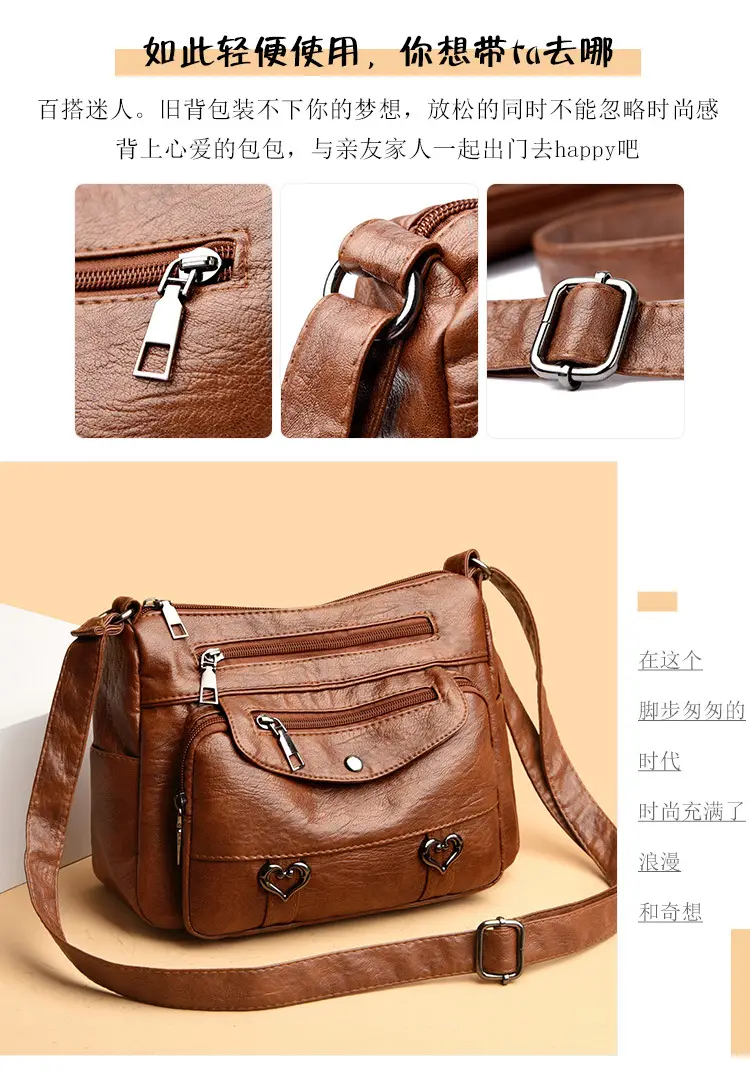 Women's Brown Crossbody Bag with 5 Pockets — feature 7
