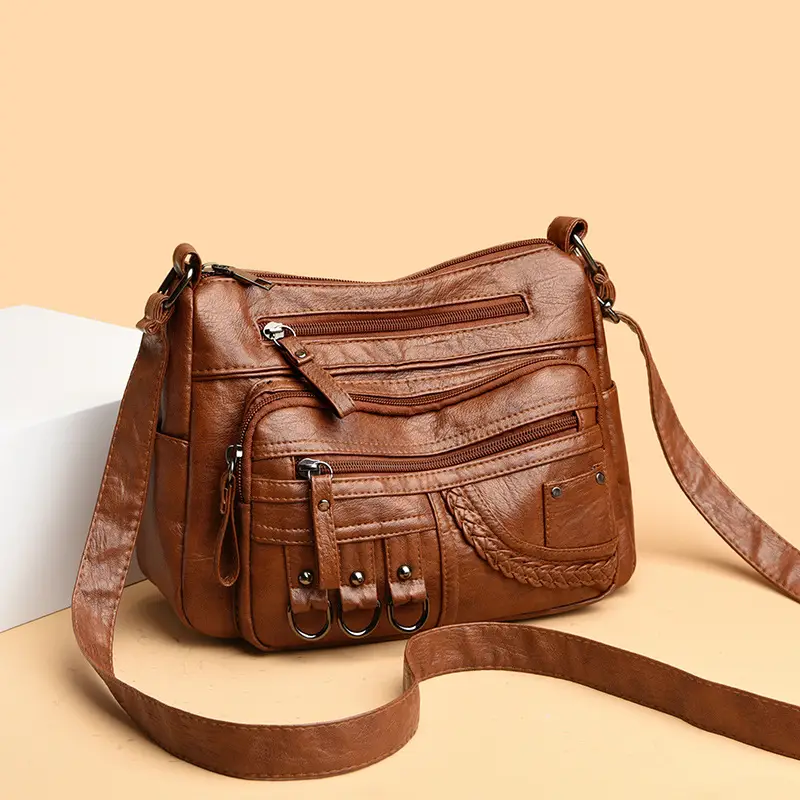 Women's 2026 Crossbody Bag Maroon Croc Leather - Image 7