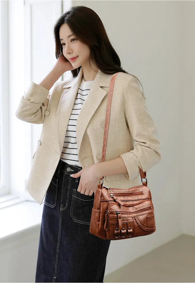 Women's 2026 Crossbody Bag Maroon Croc Leather — feature 10