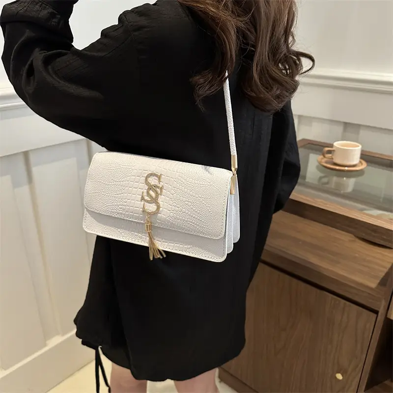 Green Croc Texture Shoulder Bag for Women 2024 - Image 8
