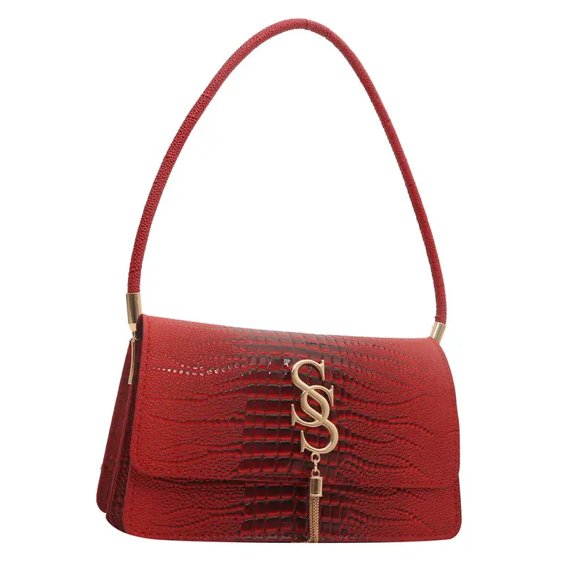 Green Croc Texture Shoulder Bag for Women 2024 - Image 11