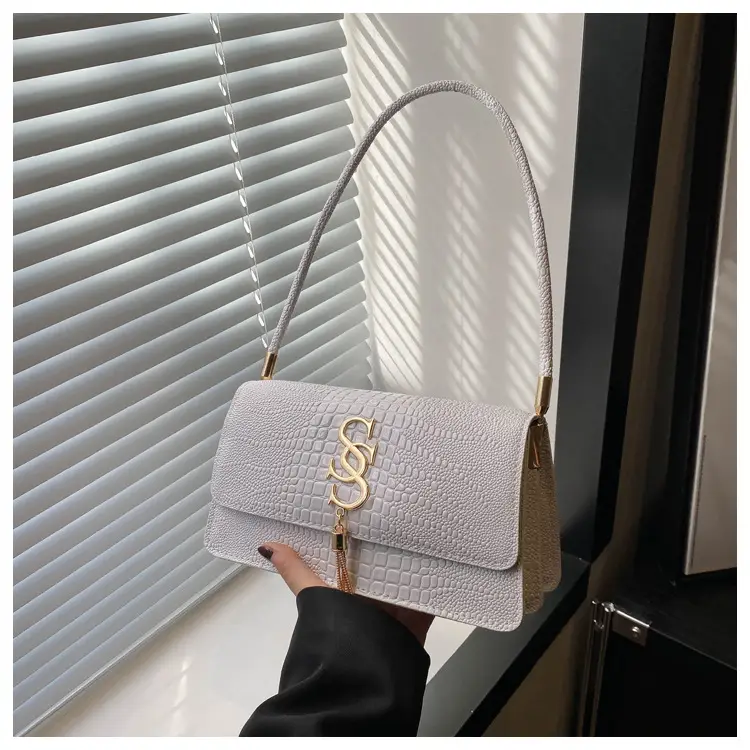 Green Croc Texture Shoulder Bag for Women 2024 - Image 4