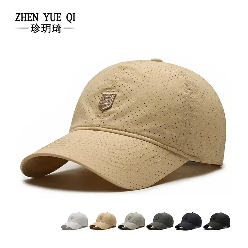 Men's Black Perforated Baseball Cap with Logo - Image 7