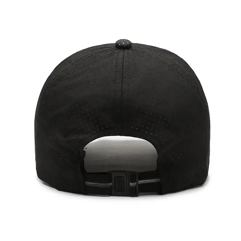 Men's Black Perforated Baseball Cap with Logo - Image 10