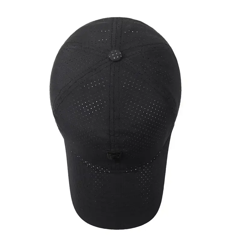 Men's Black Perforated Baseball Cap with Logo - Image 11