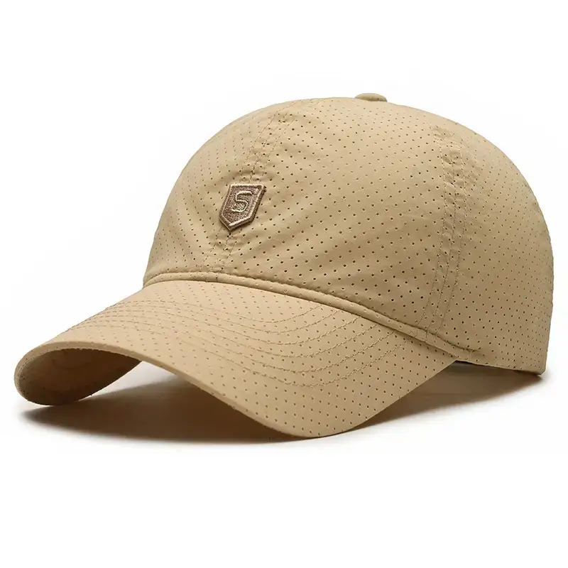 Men's Black Perforated Baseball Cap with Logo - Image 3