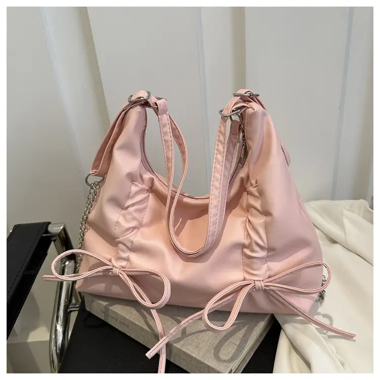 Silver Drawstring Bow Backpack for Women 2024 Spring — feature 26