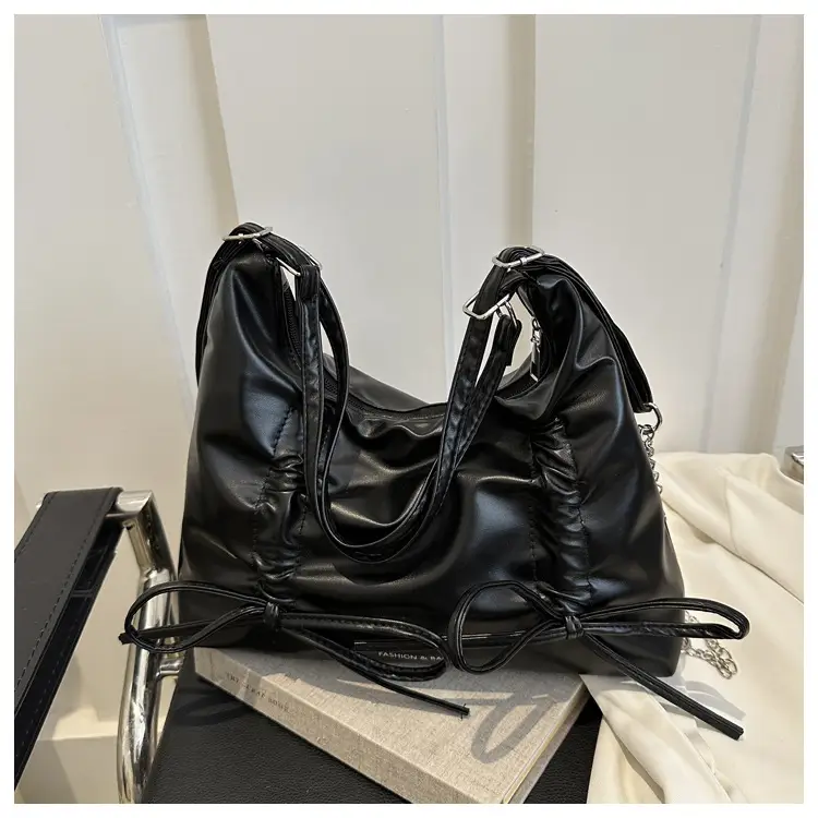 Silver Drawstring Bow Backpack for Women 2024 Spring — feature 28