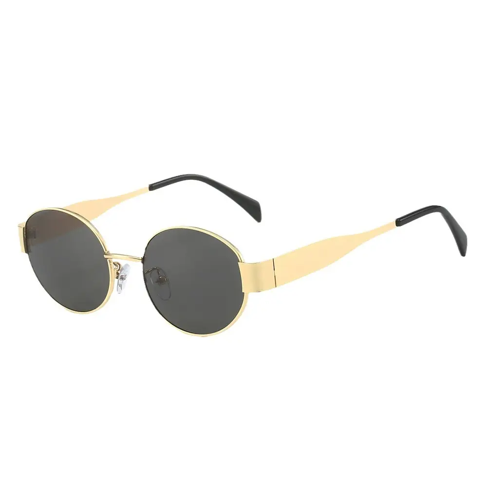 Women Metal Oval Sunglasses Cat Eye Frame Trendy - Image 16