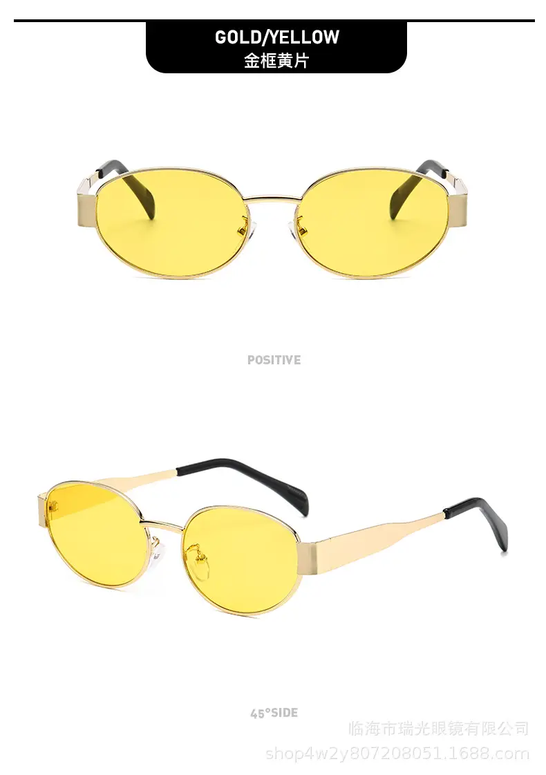 Women Metal Oval Sunglasses Cat Eye Frame Trendy — feature 36