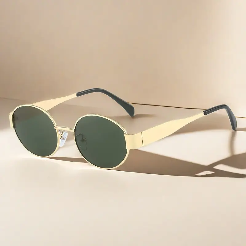 Women Metal Oval Sunglasses Cat Eye Frame Trendy - Image 7