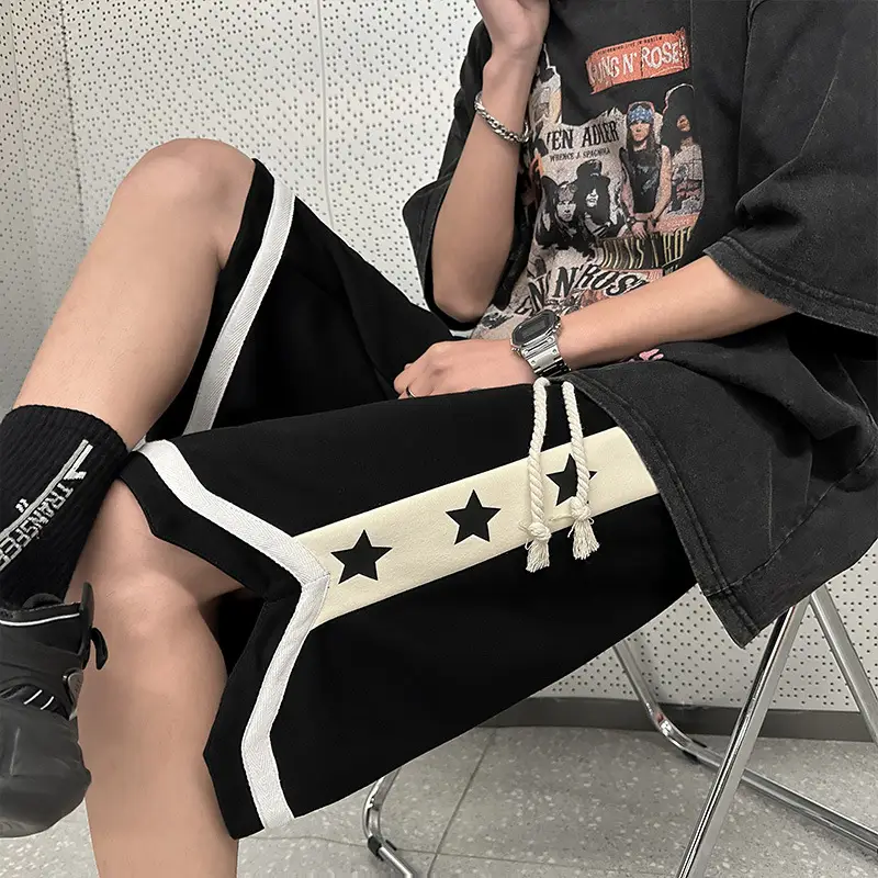 Men's Black Star Print Basketball Shorts Summer Wear - Image 3